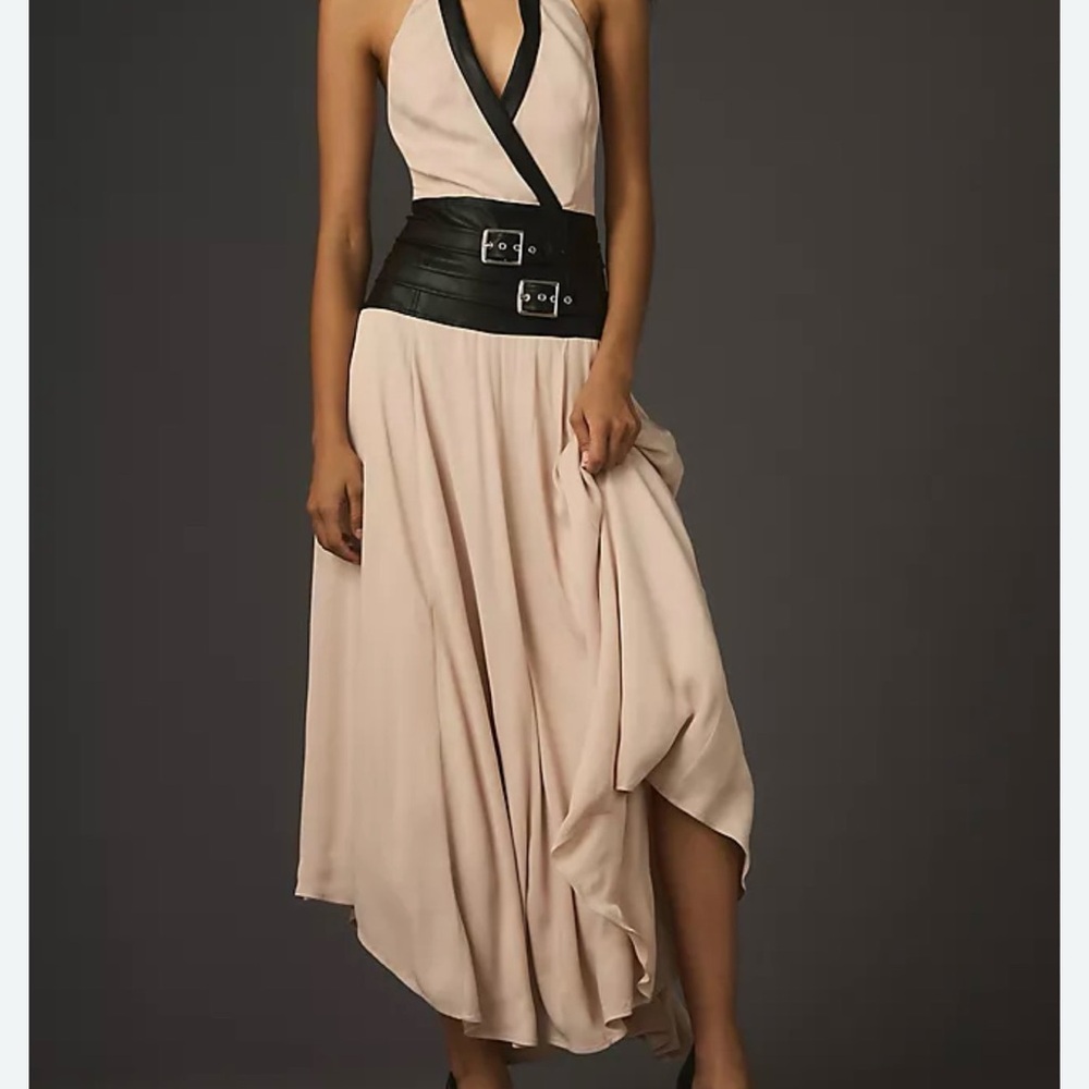 Anthropologie Black and Cream Midi Dress